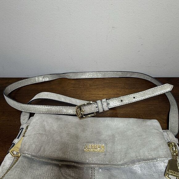 Aimee Kestenberg Metallic Bali Double Entry Crossbody Genuine Leather Purse Read - Picture 8 of 16